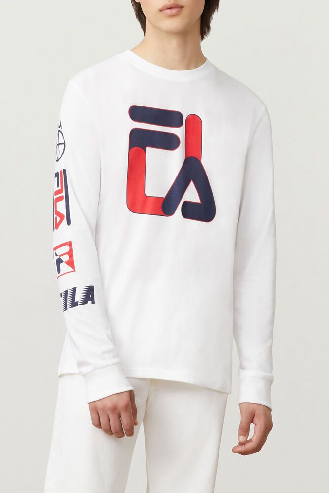 Fila Sandro Long Sleeve T-Shirt White - Mens - 98320LNDC